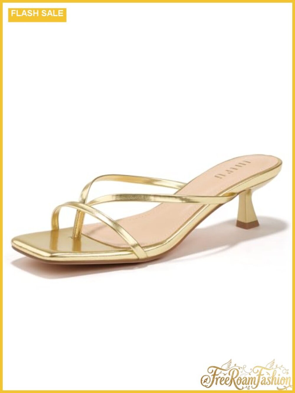 Kitten Heel Flip Flop Sandals Square Open Toe Slip On Strappy